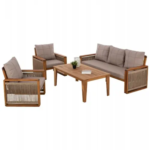 Saisonangebot 4TLG OUTDOOR LOUNGE SET AUS MASSIVEM IROKO NUSSBAUM - Nächstes Erscheinungsdatum: 18.05.2023