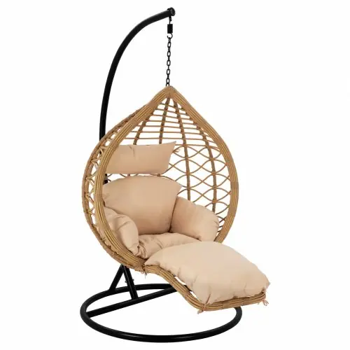 Hängesessel in beige mit Kissen Rattan/Wicker Φ105x195Υ cm Angebot