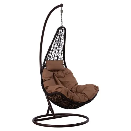 Hängesessel-Nest aus Metall in braun mit Kissen φ95 x 193 cm. Top-Preis