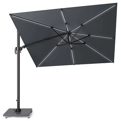 Letzte Chance Sonnenschirm "Eifel Solar" aus Aluminium und Polyester in grau - 300x300 mit LED Beleuchtung