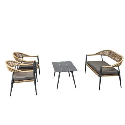 Nur Heute JONAH LOUNGESET | 4-TEILIGES GEWEBE ALUMINIUM NATUR