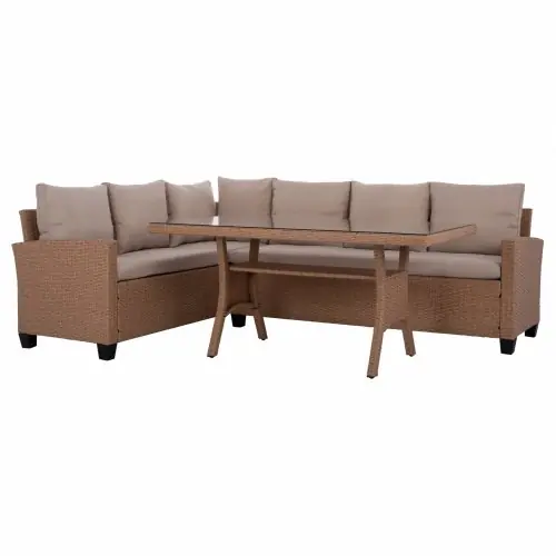 Letzte Chance Outdoor Sofa in Beige Braun Geflecht Wicker
