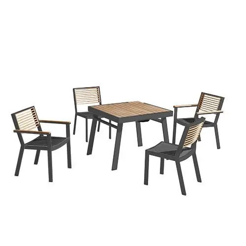 Mega-Angebot Outdoor Ess-Set 5-teilig "York" aus anthrazit Aluminium und Teakholz