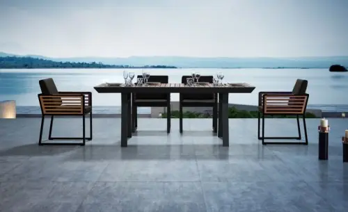 Mega-Angebot Outdoor Ess-Set 7-teilig "New York" aus anthrazit Aluminium und Teakholz