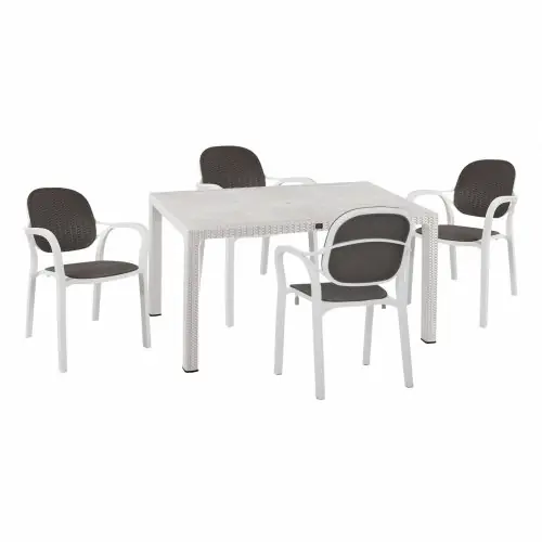 Bestseller ESSTISCH-SET 5 STCK WEIßER TISCH 150Χ90 & WEIßE SESSEL
