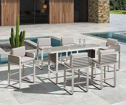 "AIRPORT" ESS SET BAR IN TAUPE 7-TEILE SET ALUMINIUM Sonderangebot