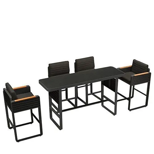 Finale Aktion "AIRPORT" ESS SET BAR IN SCHWARZ 7-TEILE SET ALUMINIUM