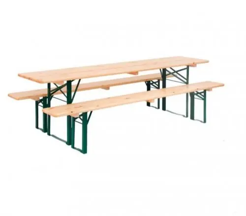 Festzeltgarnitur aus Fichtenholz Lack 3-fach oben und 2-fach unten 220x50cm Stärke 3cm Geprüft