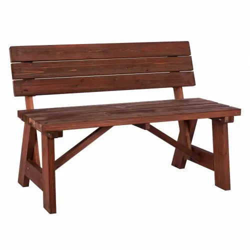 Neue Kollektion Holzbank "ABBEY" aus Tanne im Nussbaum-Farbton 118x56x79 cm