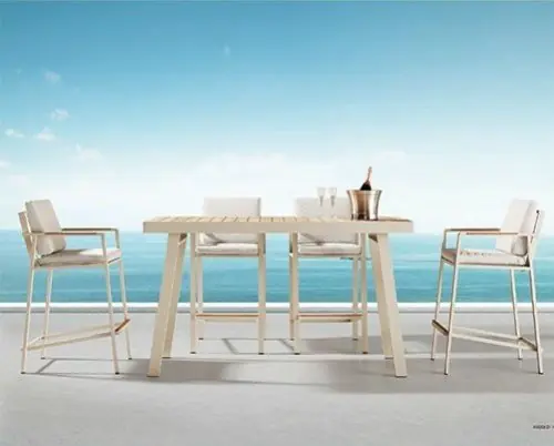 Billig "NOFI" BARTISCH SET 7-TEILIG AUS ALUMINIUM UND TEAKHOLZ WEIß