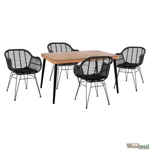 Esstisch Set Allegra aus Wicker in Farbe Beige und Schwarz Sale