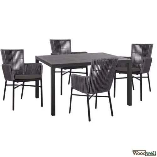 Super-Preis Esstisch Set aus Aluminium in Farbe Anthrazit