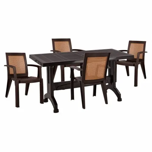 ESSZIMMER-SET 5-TEILIG MULTIPROP TISCH. 120Χ70 & SESSEL KAFFEEDRILLER Top-Preis