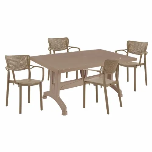 Knallerangebot ESSZIMMERSET 5-TEILIG POLYPROPYLEN TISCH 140X80 & KAFFEESESSEL