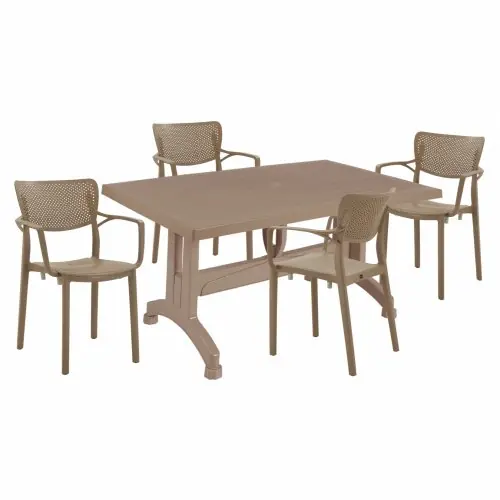 Highlight ESSZIMMERSET 5-TEILIG POLYPROPYLEN TISCH 120X70 & SESSEL "CAFFEE"