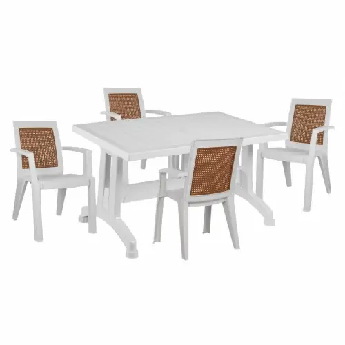 Beliebt ESSZIMMER-SET 5-TEILIG POLYPROPYLEN TISCH 120X70 & SESSEL