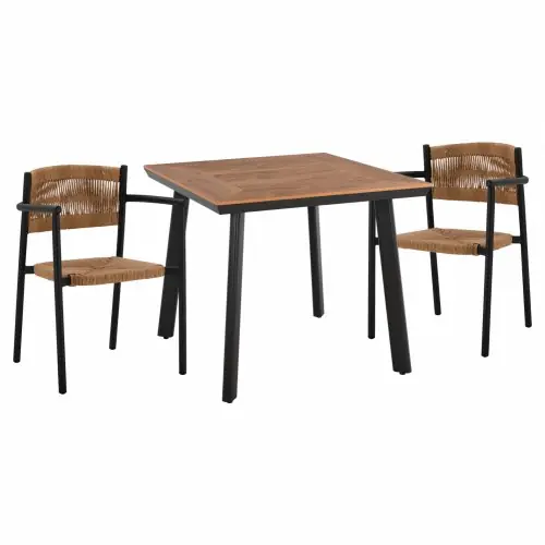 Versand Am Gleichen Tag ESSZIMMER-SET 3-TEILIG ALUMINIUM TISCH 80X80 & CARBON SESSEL