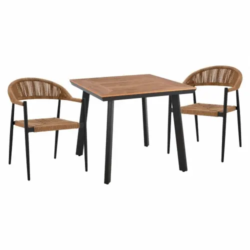 Sonderangebot ESSZIMMER-SET 3-TEILIG ALUMINIUM TISCH 80X80 & CARBON SESSEL