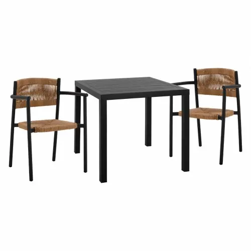 Sofort Bestellen ESSZIMMER-SET 3-TEILIG ALUMINIUM TISCH 80X80 & CARBON SESSEL