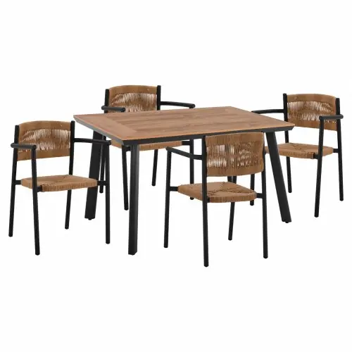 Echt ESSENSET 5-TEILIG MIT POLYWOOD TISCH 120X80 & COAL SESSEL