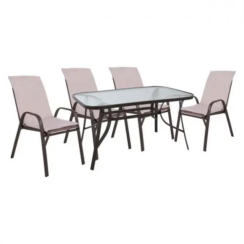 Esstisch-Set (5-teilig) in braun farben und mit integriertem Sicherheitsglas Bestseller