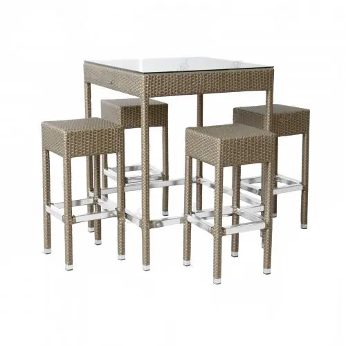 Schneller Versand Aluminium Hochtisch Set klein 86x86x111 cm in lederlook