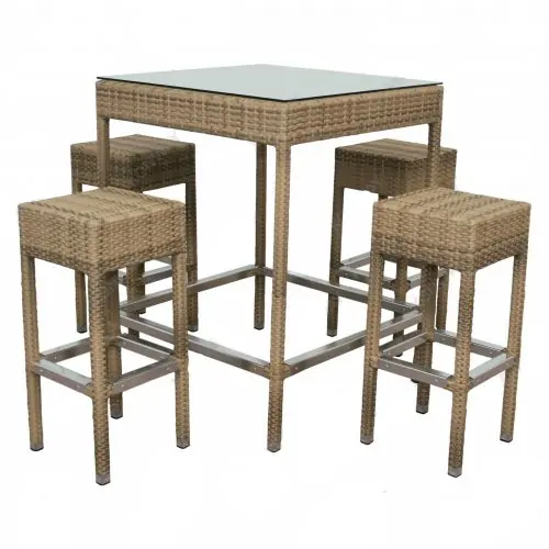 Rabatt Aluminium Hochtisch Set klein 86x86x111 cm in elfenbein farbton