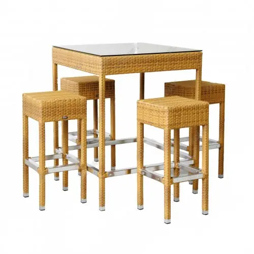 Günstig Aluminium Hochtisch Set klein 86x86x111 cm in Tabaco
