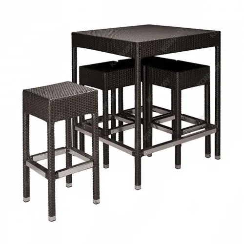 Aluminium Hochtisch Set klein 86x86x111cm in schwarz Garantierte Lieferung
