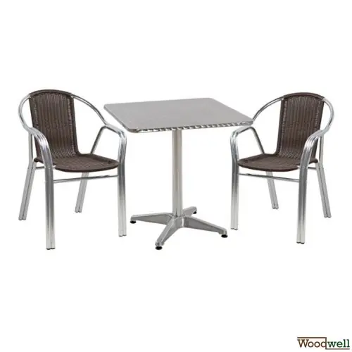 Set Esszimmer 3 Stück - Tisch Frodo & Sessel Noel aus Aluminium Abverkauf
