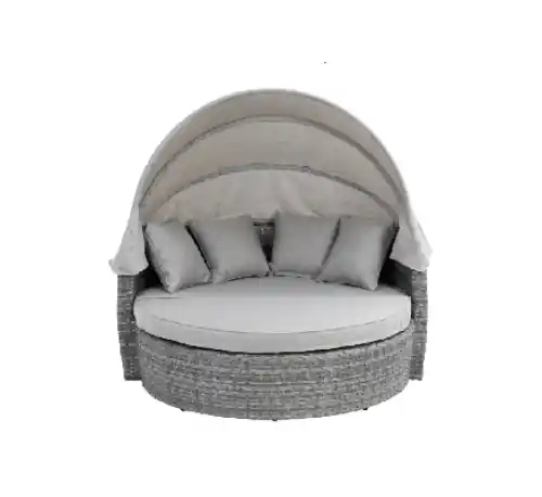 Online Kaufen " Daybed" Sonneninsel, Rund-Lounge, 1 Sofa mit klappbarem Dach, 1 Hocker und 1 Tisch.