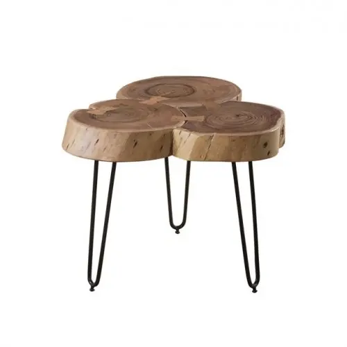 Massiver Couchtisch Baumstamm Scheiben Akazie Baumstammtisch 50x50x42cm Bestpreis