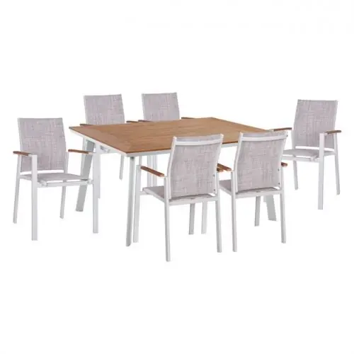 Top-Angebot Outdoor Esstisch Set 7Stck in weiß