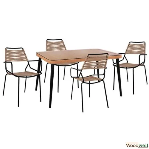 Esstisch Set Allegra aus Wicker in Farbe Beige und Schwarz Jetzt Bestellen