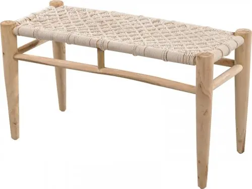 Preis Gesenkt Hocker aus massivem Teakholz und Baumwollkordel