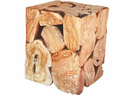 Must-Have Handgefertigter Hocker/Nachttisch aus natürlichem Suar