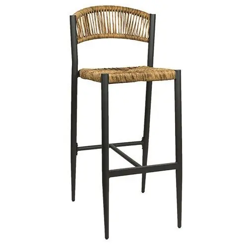 Super-Preis Barhocker "Jonah" aus natürlich beige UV-beständigem Draht (Seilgeflecht) und Aluminiumrahmen