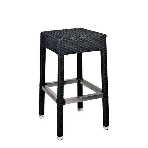 Outdoor Hocker "Mezza" aus Aluminium und Flechtwerk in dunkelbraun 34x76x76x34 cm Online Kaufen