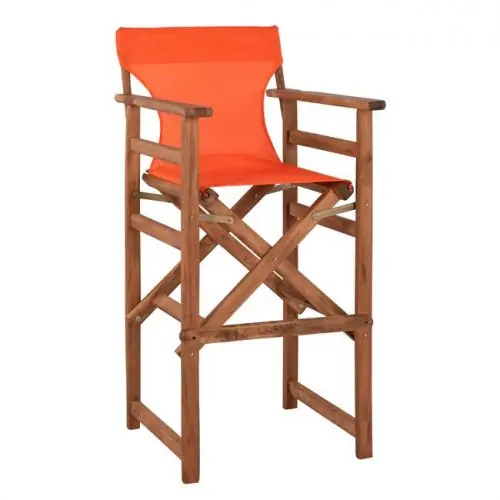 Garantierte Lieferung Direktor Barhocker "Limnos" in Walnuss mit Textilene Bezug in orange