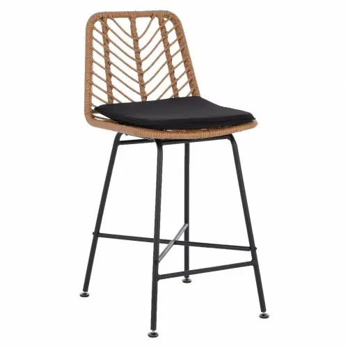 HOCKER AUS METALL MIT KISSEN MIT WICKER BEIGE 45x46.5x115 cm Günstig
