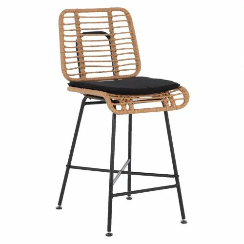HOCKER AUS METALL MIT KISSEN MIT WICKER BEIGE 46Χ46,5Χ103 cm Direkt Vom Hersteller