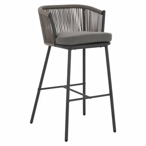 Günstig HOCKER MIT METALLRAHMEN UND GRAUEM SEIL 53x42x101 cm