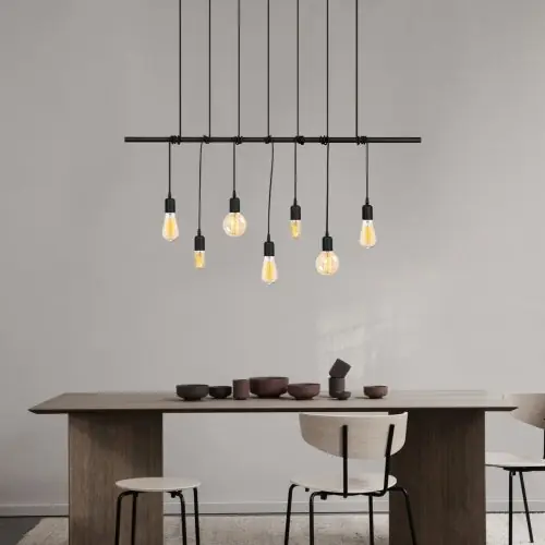 Hängelampe 7Lichter Metall Schwarz 120Χ10Χ180 cm Highlight