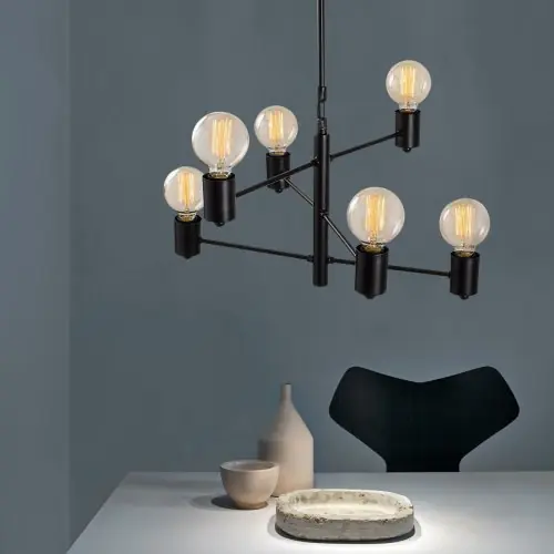 Online Kaufen Hängelampe 6Lichter Metall Schwarz 61Χ61Χ146 cm