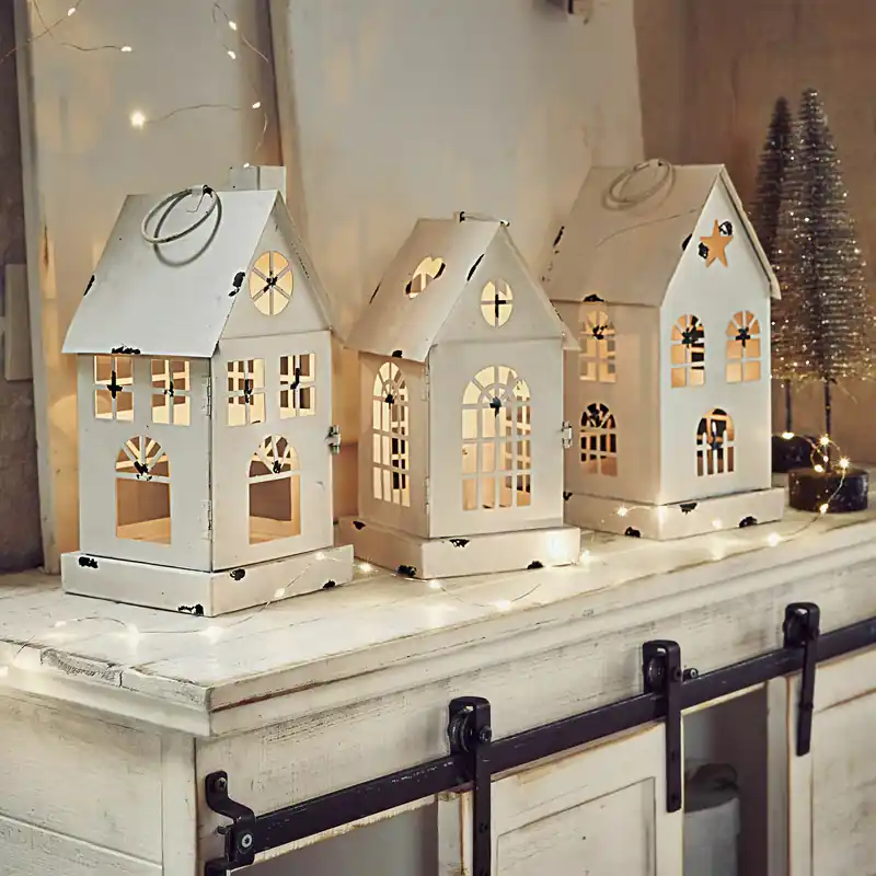 Rabatt LED-Laterne 3er Set Village