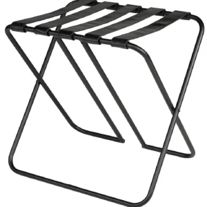 Billig Casa Padrino Luxus Gepäckablage Schwarz 55 x 44 x H. 50 cm - Zusammenklappbarer Kofferständer mit pulverbeschichtetem Stahl und Kunstleder - Hotel Accessoires
