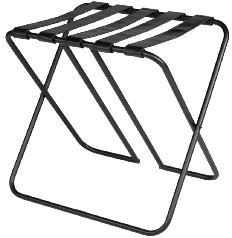 Billig Casa Padrino Luxus Gepäckablage Schwarz 55 x 44 x H. 50 cm - Zusammenklappbarer Kofferständer mit pulverbeschichtetem Stahl und Kunstleder - Hotel Accessoires