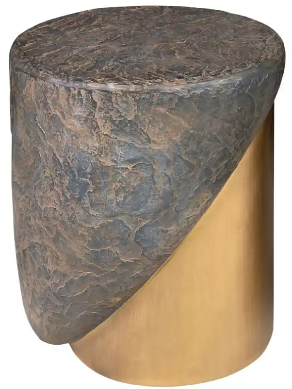 Casa Padrino Designer Hocker Antik Kupfer / Messing Ø 41 x H. 48,5 cm - Runder Sitzhocker aus Glasfaserverstärktem Beton - Luxus Möbel Schnäppchen