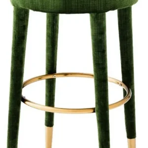Casa Padrino Luxus Barhocker Grün / Messing Ø 41 x H. 78 cm - Runder Samt Hocker - Luxus Möbel Jetzt Bestellen