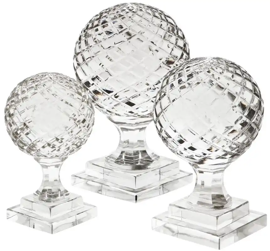 Neue Kollektion Casa Padrino Luxus Deko Glaskugeln Set - 3 Kugeln mit Sockel - Schreibtisch Deko - Wohnzimmer Deko - Luxus Kollektion